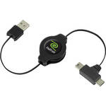ReTrak Retractable USB Type A Male to Micro USB Type B Male / Mini USB Type B Male Cable