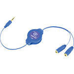 ReTrak ETCABLESPLBU Retractable Blue Headphone Splitter (3.2')
