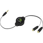 ReTrak ETCABLESPLBK Retractable Black Headphone Splitter (3.2')