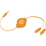 ReTrak ETCABLESPLOR Retractable Orange Headphone Splitter (3.2')