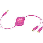 ReTrak ETCABLESPLPK Retractable Pink Headphone Splitter (3.2')