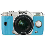 Pentax Q10 Compact Digital Interchangeable Lens Camera with 5-15mm Lens (Silver / Aqua)