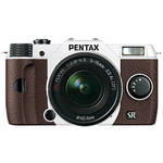 Pentax Q10 Compact Digital Interchangeable Lens Camera with 5-15mm Lens (White / Brown)