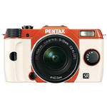 Pentax Q10 Compact Digital Interchangeable Lens Camera with 5-15mm Lens (Orange / White)