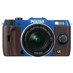 Pentax Q10 Compact Digital Interchangeable Lens Camera with 5-15mm Lens (Sapphire Blue / Brown)