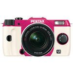 Pentax Q10 Compact Mirrorless Camera with 5-15mm Lens (Cherry Pink / White)