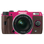 Pentax Q10 Compact Mirrorless Camera with 5-15mm Lens (Cherry Pink / Brown)