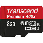 Transcend 8GB microSDHC Memory Card Premium Class 10 UHS-I with microSD Adapter