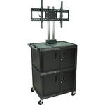 H. Wilson Mobile Cabinet Cart with Universal LCD TV Mount & 2 Cabinets (Black)
