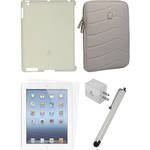Xuma Smart Cover Compatible Cream Snap-on Case, Screen Protector & White Stylus Kit for iPad 2nd, 3rd, 4th Gen