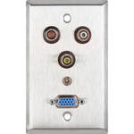 TecNec 1-Gang Wall Plate with HD 15-Pin F-TB / 3 RCA Barrels / 1 Mini Jack