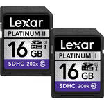 Lexar 16GB SDHC Platinum II 200x Class 10 UHS-I Memory Card (2-Pack)