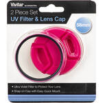 Vivitar 58mm UV Filter and Snap-On Lens Cap (Pink)