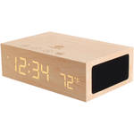 GOgroove BlueSYNC TYM Bluetooth Speaker with Integrated Alarm Clock and Wooden Design