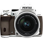 Pentax K-50 Digital SLR Camera with 18-55mm f/3.5-5.6 Lens (White/Brown)