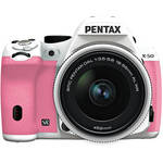 Pentax K-50 Digital SLR Camera with 18-55mm f/3.5-5.6 Lens (White/Pink)