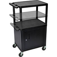 Luxor 16-42" Adjustable Height LP Table w/Cabinet/Electric (Black/Gray)