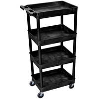 Luxor STC1111 24 x 18" Four Shelf Heavy-duty Utility Cart (Black)