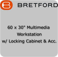 Bretford 60 x 30" Multimedia Workstation w/ Locking Cabinet & Acc.