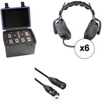 Eartec Six-Person Wired Intercom System with Dual-Sided Headsets (TCS)