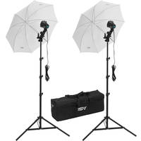 Smith-Victor K22U-A 2-Light 1200W Portable Attache Kit with Umbrellas (120-240VAC)