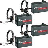 Eartec 4 Digicom Communication Radios w/ SlimLine Single Headsets