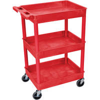 Luxor STC111 24 x 18" Three Shelf Heavy-duty Utility Cart (Red)