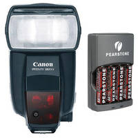 Canon 580EX II Speedlite E-TTL II Shoe Mount Flash with 4x AA NiMH Batteries & Charger Kit