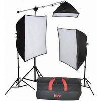 Smith-Victor KSB-1250F 3-Light Fluorescent Economy SoftBox Kit with Mini-Boom (120VAC)