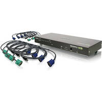 Iogear 8-Port USB PS/2 Combo KVMP Switch With USB KVM Cables
