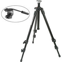 Manfrotto 055XDB Basic Tripod Kit (Black) with 128LP Micro Fluid Head