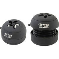 Pyle Home Bass Expanding Rechargeable Dual Mini Speakers (Black)