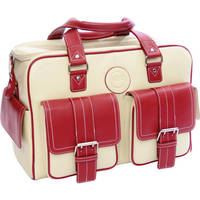 Jill-E Designs Medium Bone and Red Leather Camera/Carry-All Bag