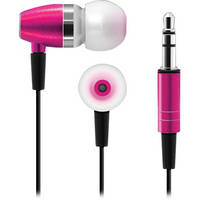 Aluratek AEB01 Hi-Hi Noise Reducing Metal Stereo In-Ear Headphones (Pink)