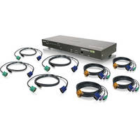 Iogear 8-Port USB PS/2 Combo KVM Switch Kit with Four PS/2 KVM Cables and Four USB KVM Cables