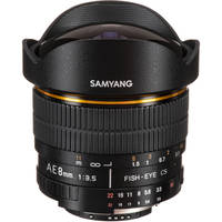 Samyang 8mm Ultra Wide Angle f/3.5 Fisheye Lens for Nikon w/Focus Confirm Chip