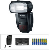 Canon 600EX-RT Flash w/ Bolt Power Pack & Charger w/ 8 AA NiMH Rechargeable Batteries Kit