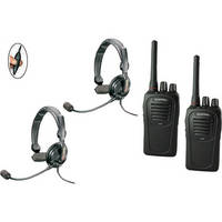 Eartec 2-User SC-1000 Two-Way Radio with Slimline Single Inline PTT Headsets