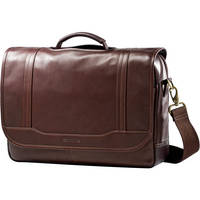 Samsonite Colombian Leather Flapover Briefcase with 15.6" Laptop Pocket (Brown)