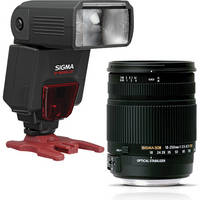 Sigma 18-250mm f/3.5-6.3 DC Macro OS HSM Lens and EF610 DG ST Flash Kit for Pentax