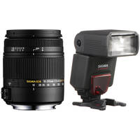 Sigma 18-250mm f/3.5-6.3 DC Macro OS HSM Lens and EF610 DG ST Flash Kit for Sony