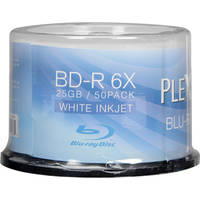 50-Pack PlexDisc 633-214 25GB 6X Inkjet Printable 25GB BD-R Blu-Ray Disc Spindle