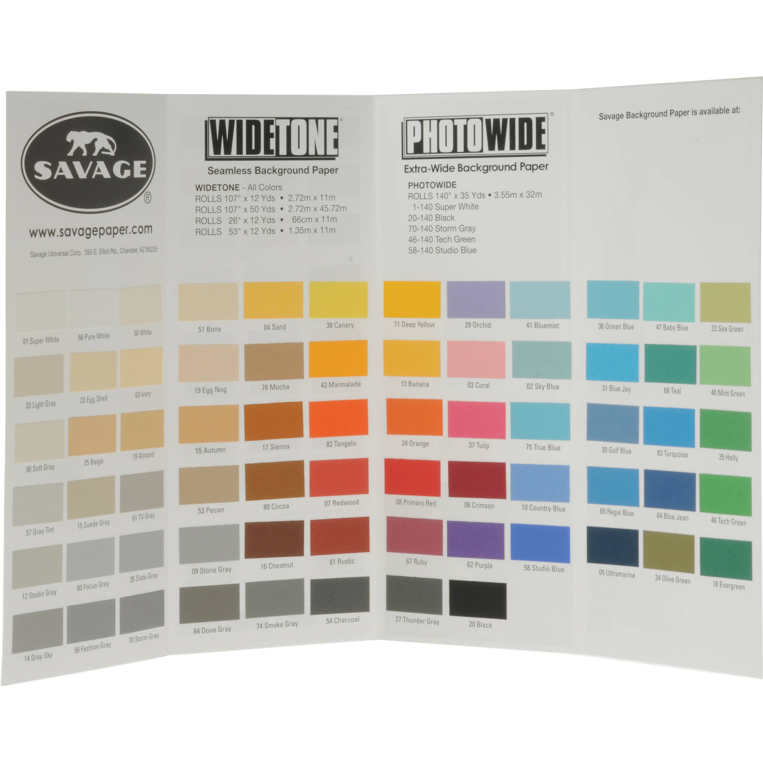 Savage Color Chart for Background Paper 99992222-68 B&H Photo