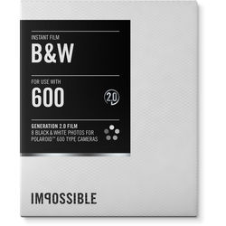 Impossible Black & White 2.0 Instant Film for Polaroid 600 Cameras (White Frame, 8 Exposures)