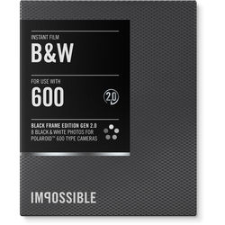 Impossible Black & White 2.0 Instant Film for Polaroid 600 Cameras (Black Frame, 8 Exposures)
