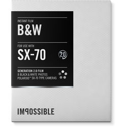 Impossible Black & White 2.0 Instant Film for Polaroid SX-70 Cameras (White Frame, 8 Exposures)