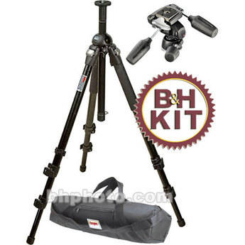 Manfrotto 3021BPRO Tripod Legs with 804RC2 3-Way Head & Case