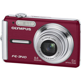 Olympus FE-340 Digital Camera (Red)