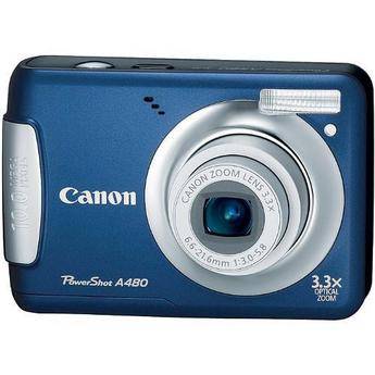 Canon PowerShot A480 Digital Camera (Blue) with Basic Accessory Kit