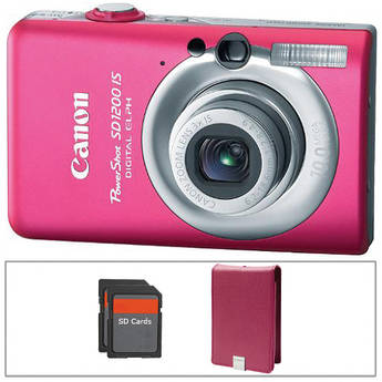 Canon PowerShot SD1200 IS Digital Camera with Basic Accessory Kit  (Pink)